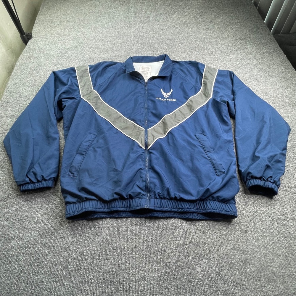 U.S. Air Force PTU Jacket Mens Small Blue Reflective Windbreaker Training Coat